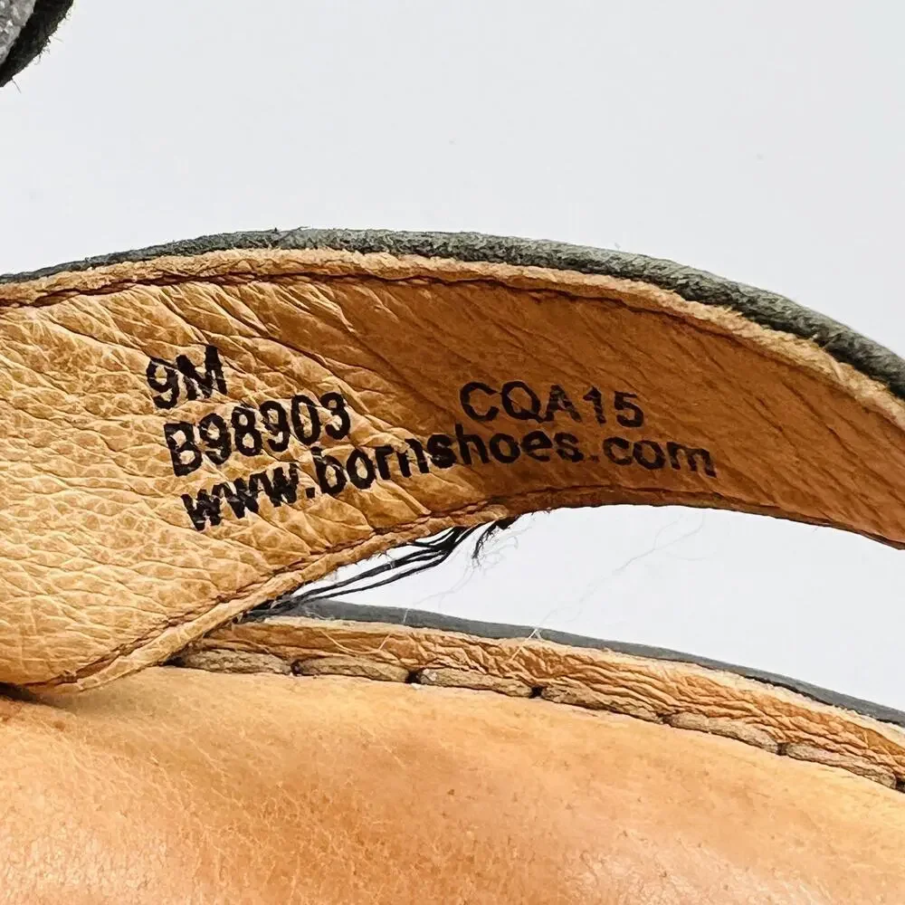 Born Sandals Womens 9 Black Leather Braided Strap Thong Slip On Comfort Shoes